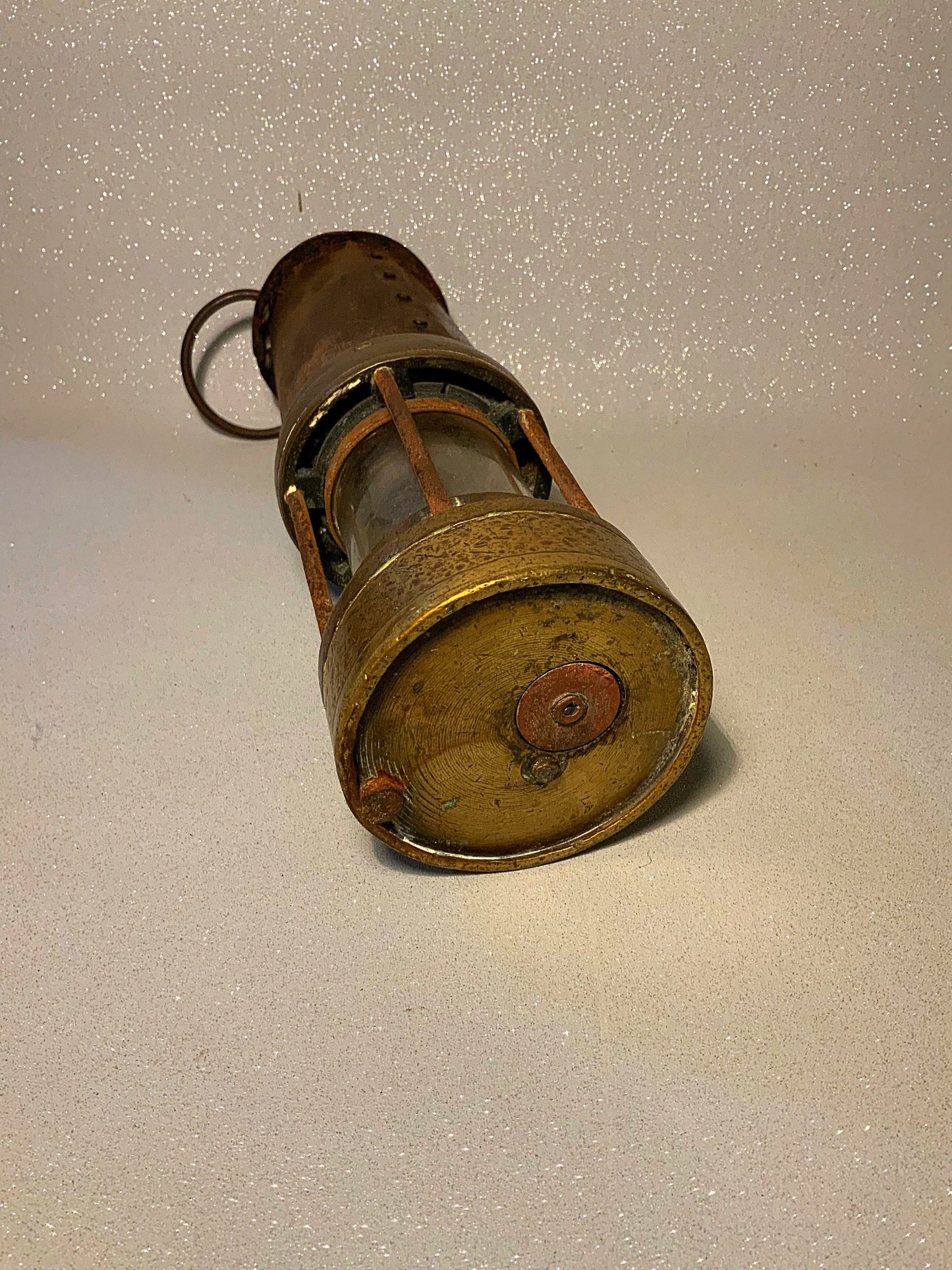 An original English  brass miners lamp