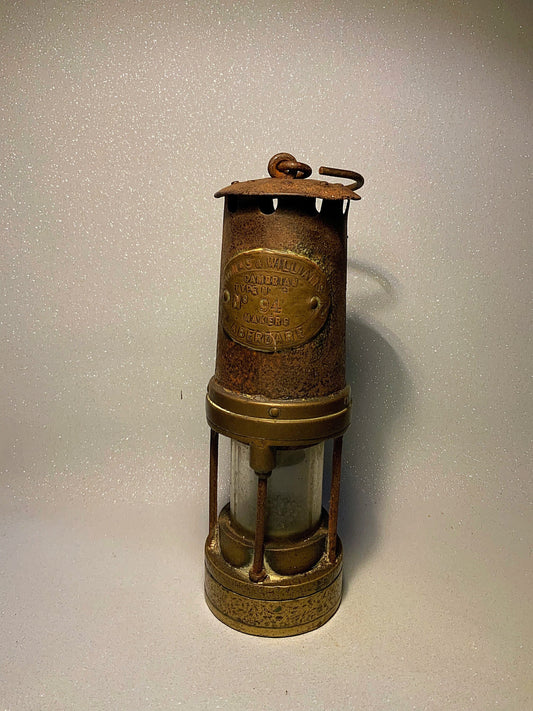 An original English  brass miners lamp