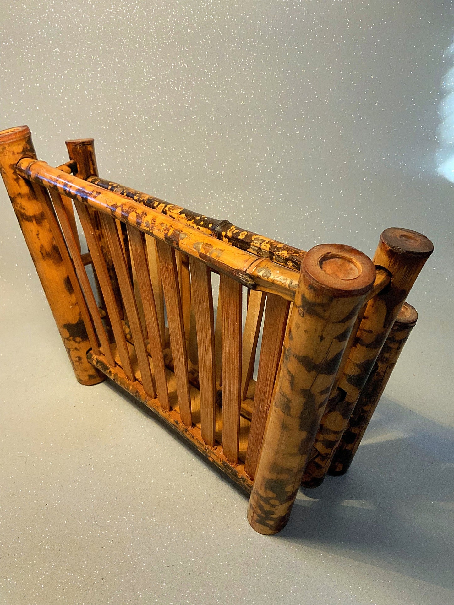 A beautiful Edwardian bamboo letter rack or desk tidy