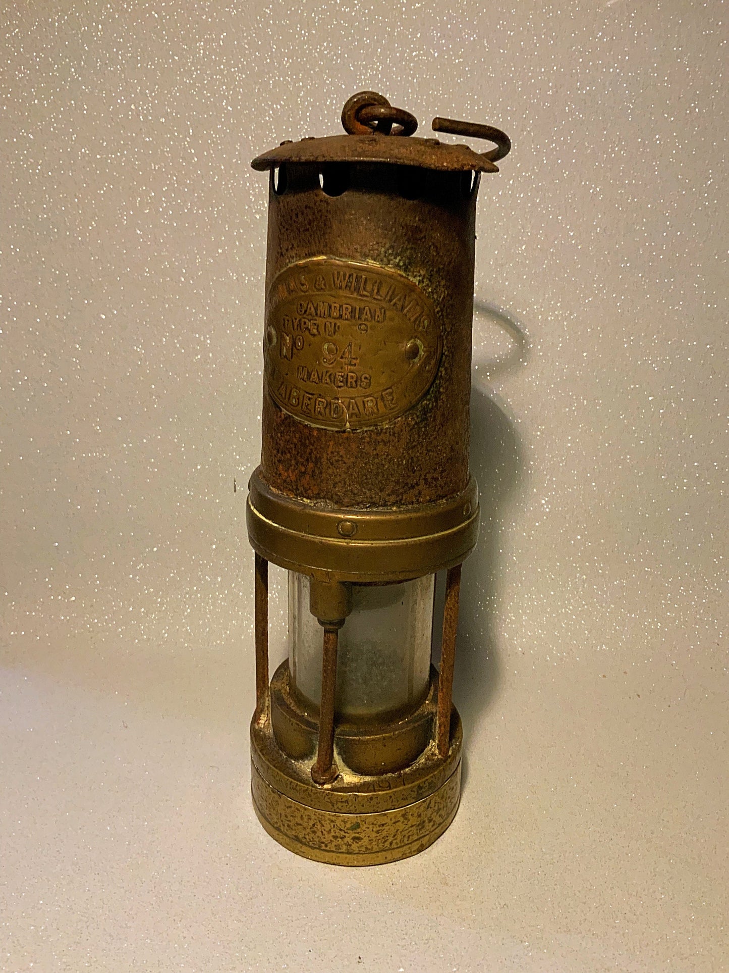 An original English  brass miners lamp