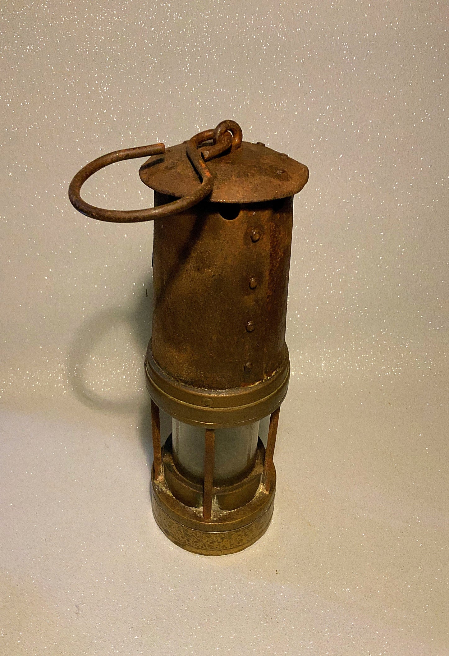 An original English  brass miners lamp