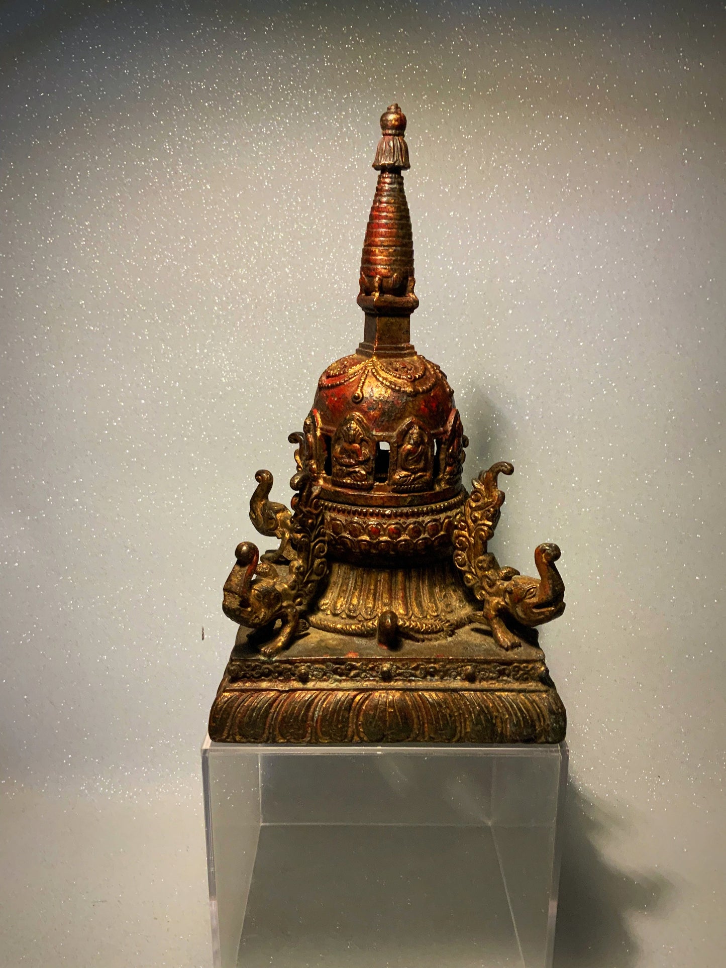 A Stunning  antique bronze Buddha temple