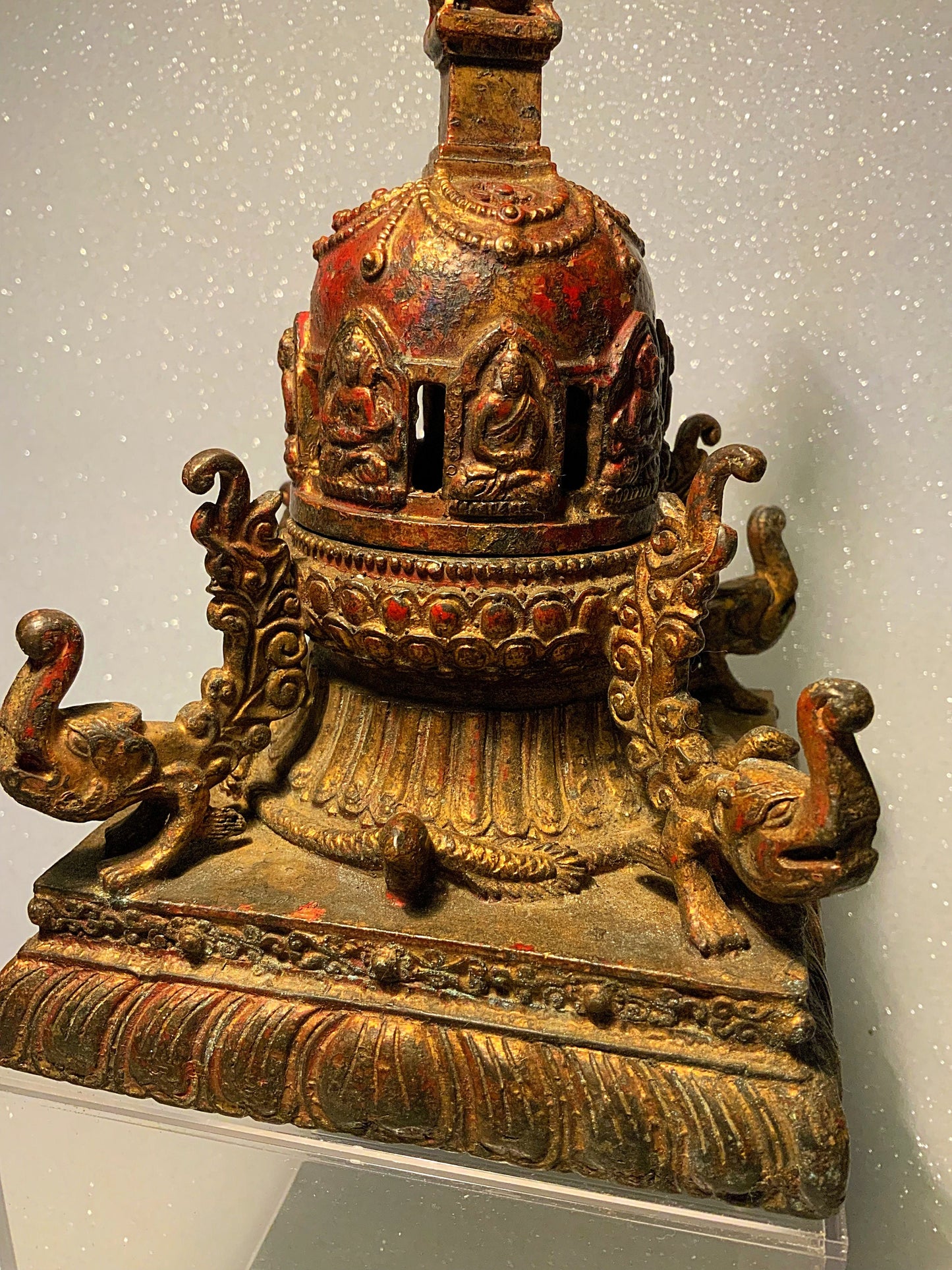 A Stunning  antique bronze Buddha temple