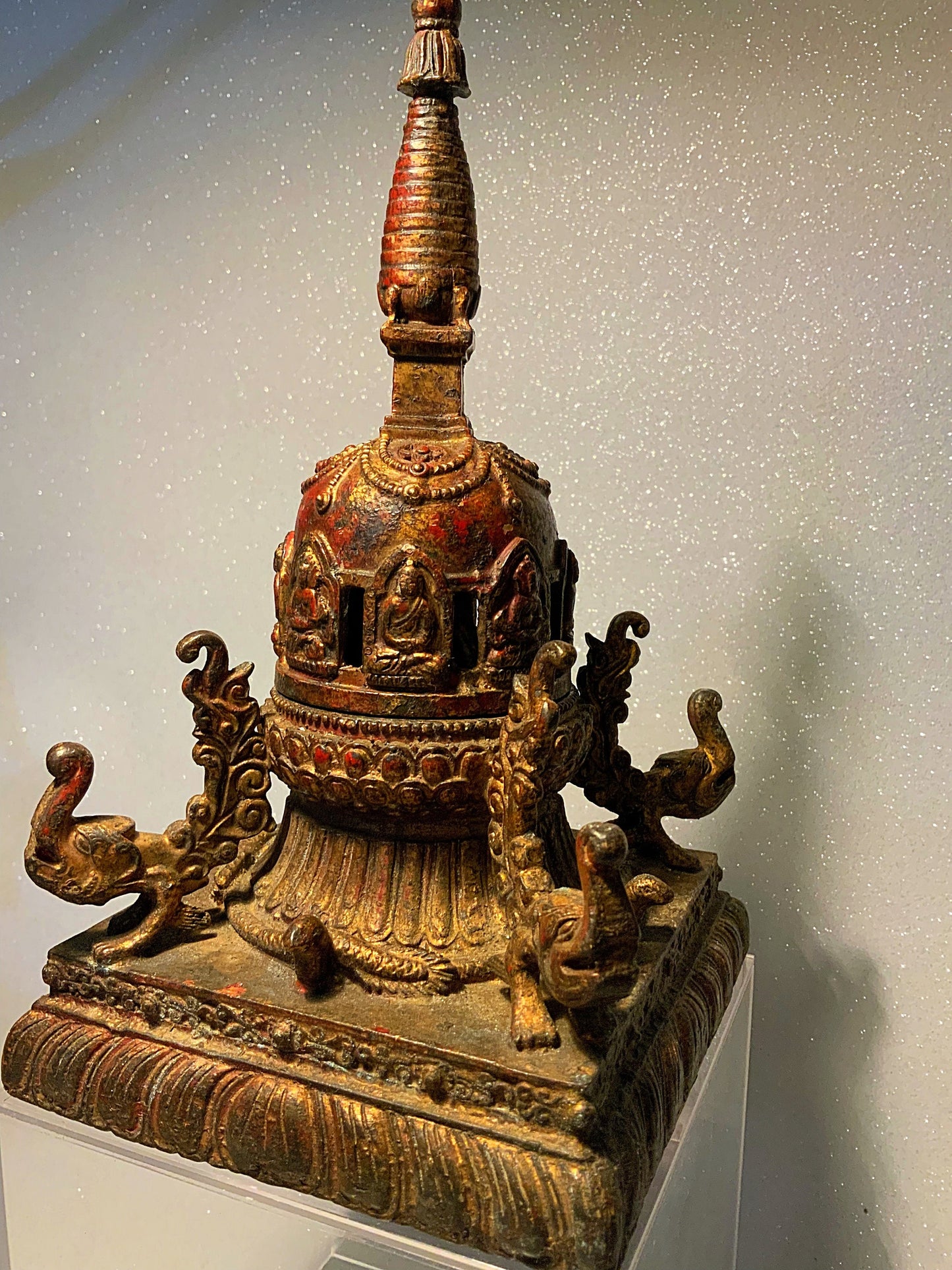 A Stunning  antique bronze Buddha temple