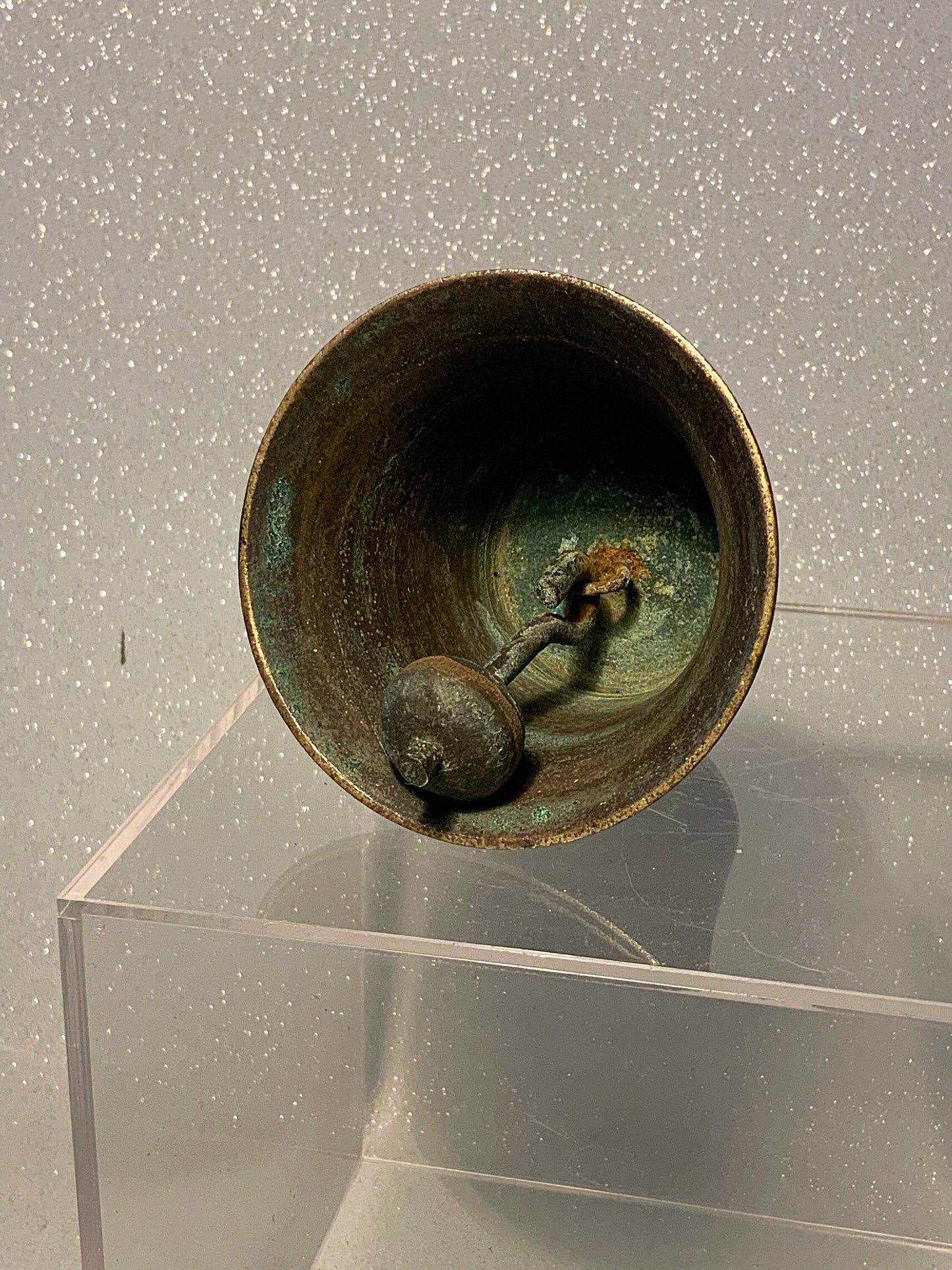 A small  and authentic English antique bronze bell