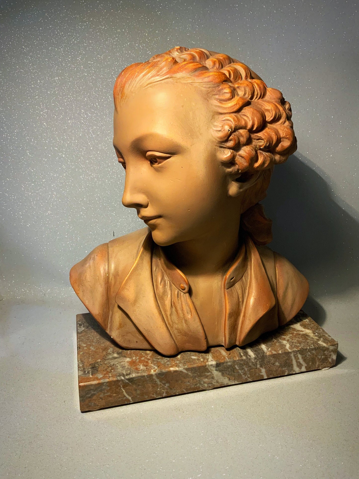 A very good French plater bust mounted on marble