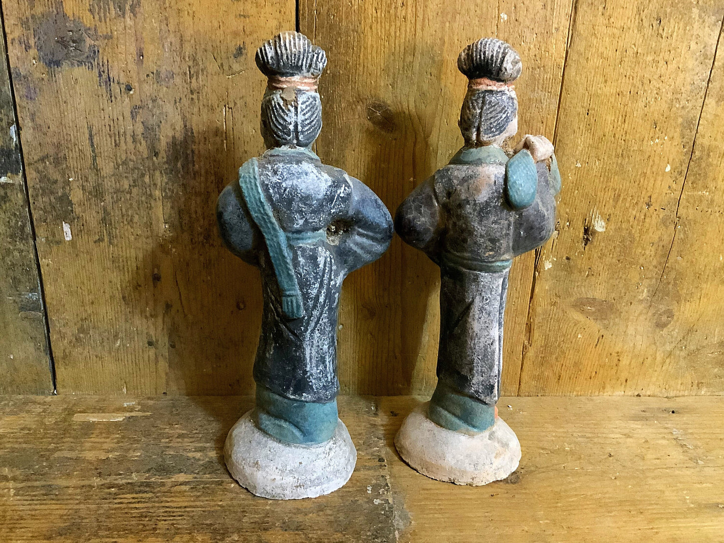 A stunning and large  pair of antique Chinese Attendants,