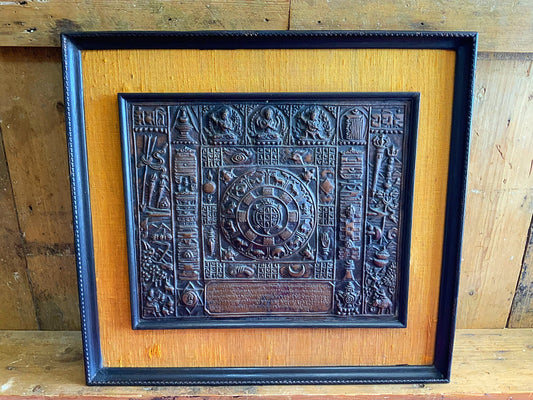 A stunning and framed Tibetan calendar