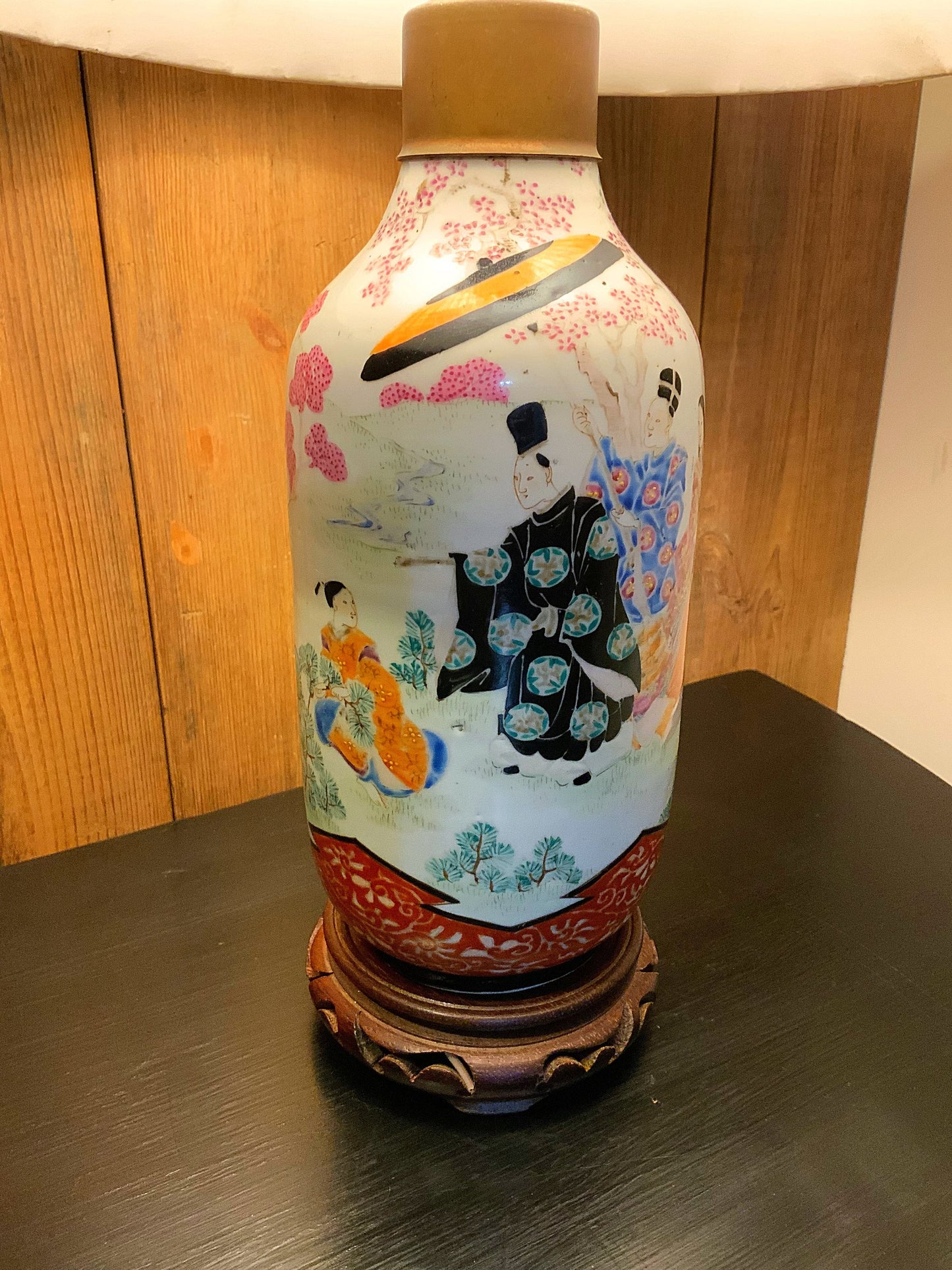 Japanese Hand Painted Lamp Conversion